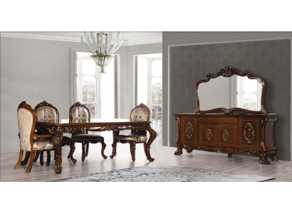 Dining room Dining table Chair Chest of drawers Mirror Group Suite Wood Table Set 7pcs.