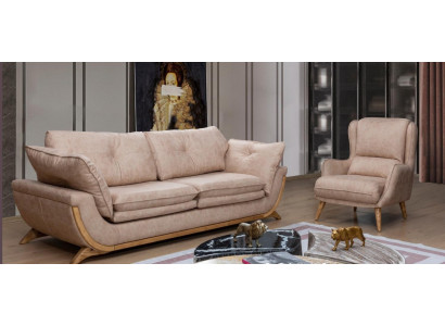 Beige Seating Set Luxury Sofas Designer Sofa set 3+1 Seater Furniture