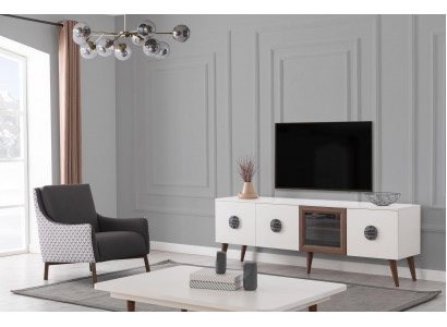 White Living room Suite TV Wardrobe Rectangular Coffee table Wood Furniture