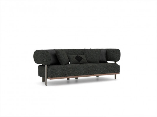 Sofa set Black Upholstered furniture Sofa Two-seater 2x Armchair Luxury Living room