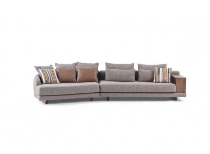 5-Seater Massive Living room Fabric Sofa Gray Elegant Modern Design