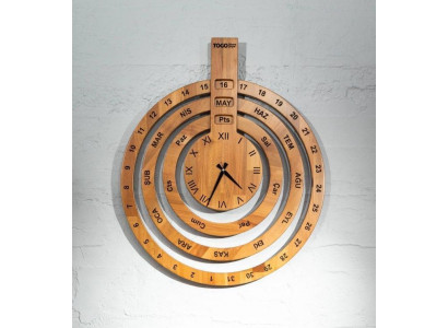 Luxurious wooden wall clock in vintage style with antique finish and pendulum