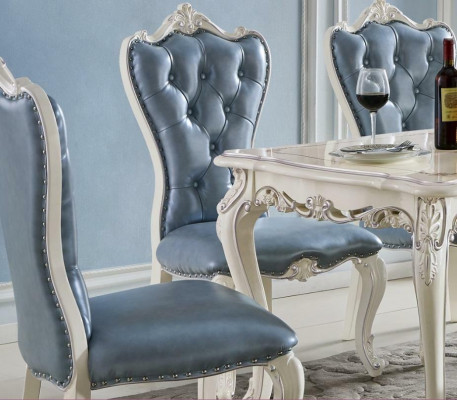 Classic Blue e Chesterfield Chairs x4 Baroque Style Suite Armchairs Solid wood Seater