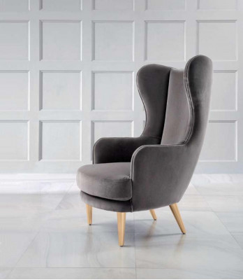 Wing Chair Armchair Club Chair Cocktail Chair Luxury Seater Gray Seat Living room