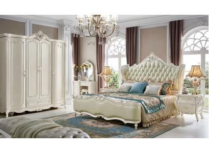 Classic s Bedroom Set 6 pieces. Bed with 2 bedside tables Luxury Complete Solid wood