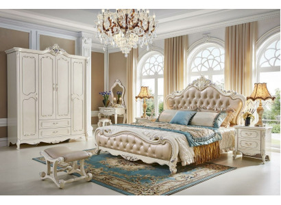 Baroque Rococo Bedroom Set Bed Bedside table Wardrobe 6 pcs. Solid wood