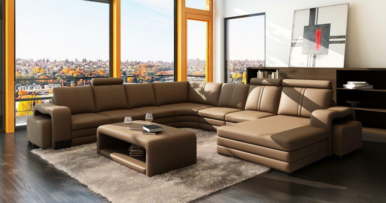 XXL Multifunction s Leather Couch Couch Big Sofa Upholstery Decor Corner sofa Modern