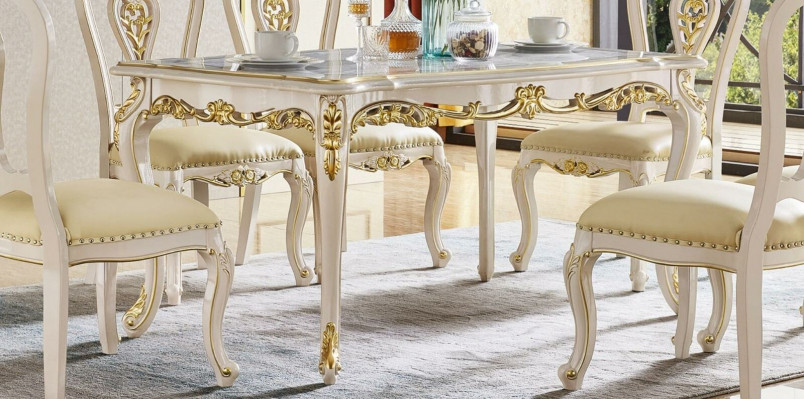 Dining table Classic r Dining room Set 7pcs Set 6x Chairs Dining set Solid wood