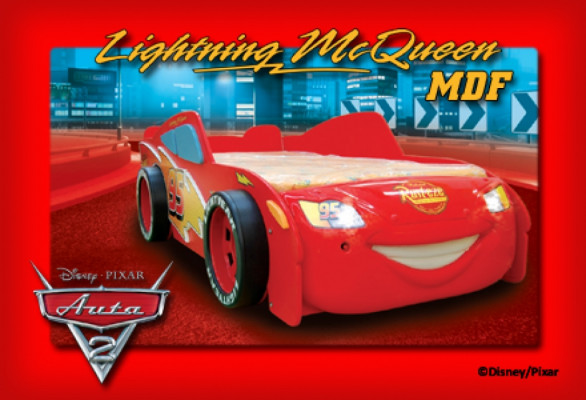 Bed with Mattress Youth Bed Car Vehicle Sports Car Lighting MCQUEEN