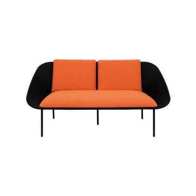 Black -Orange 2-Seater Study room Upholstery Modern Couch Textile Sofas