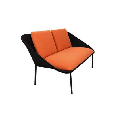 Black -Orange 2-Seater Study room Upholstery Modern Couch Textile Sofas