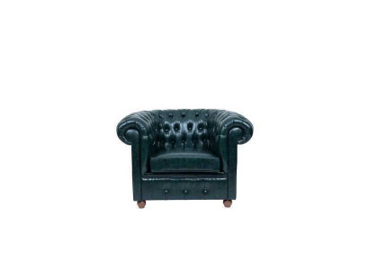 Chesterfield Dark Green Armchair Lounge Living room TV Single Seater