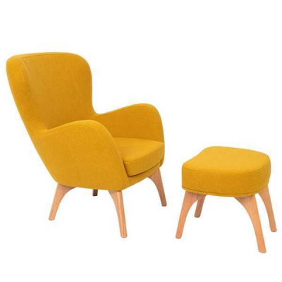 Yellow designer armchair upholstery living room lounge chair elegant single seater