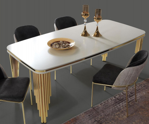 Dining table Dining room table Dining room furniture Table Wood Gold White