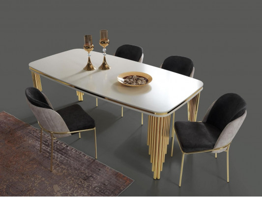 Dining table Dining room table Dining room furniture Table Wood Gold White