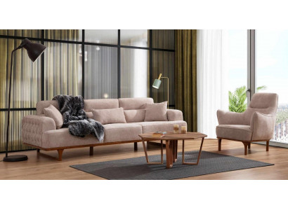 Beige Sofa Set Three Seater Armchair Luxury Armchair Beige Modern Furniture