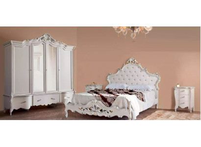 White Bedroom Set Classic s Bed 2x Bedside tables Wardrobe