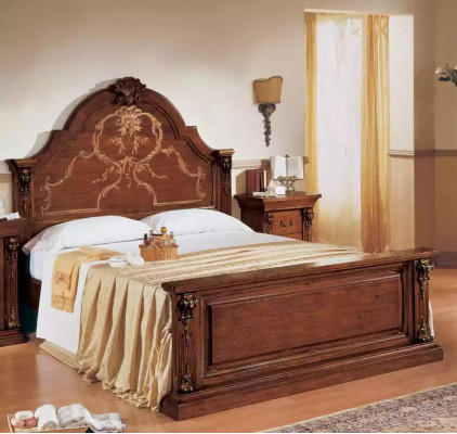 Classic s Brown Bedroom Set Bed 2x Bedside tables Chest of drawers Set 5pcs