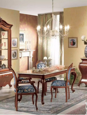 Large Dining room Set Luxury Furniture Dining table 4x Chairs Chest of drawers Mirror 8pcs