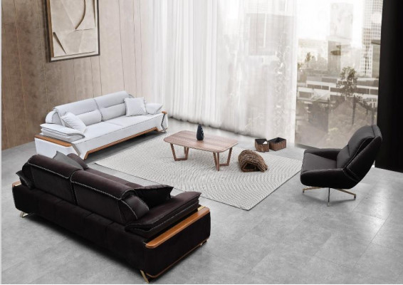 Black and white sofa set 2x three-seater luxury armchair stylish couches