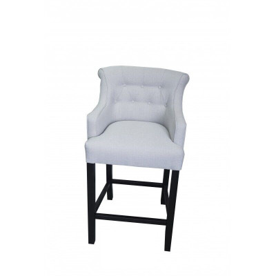 Gray Chesterfield Bar Stool Luxurious Armchair Textile Single Seater