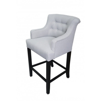 Gray Chesterfield Bar Stool Luxurious Armchair Textile Single Seater