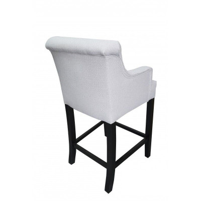 Gray Chesterfield Bar Stool Luxurious Armchair Textile Single Seater