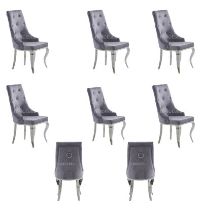 6x Chair Chesterfield Designer Upholstery Chairs Seat Textile Suite new