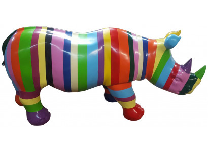 Rhinoceros Abstract Sculptures Colorful Figure Painted Statues Garden Handcraft Art