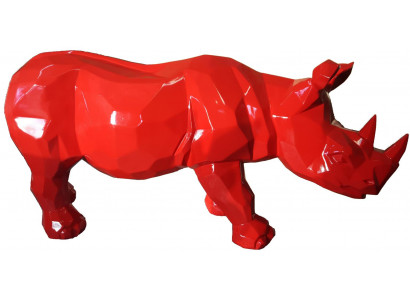 Red Rhinoceros Figure Statue Figures Statues Sculpture Garden Decoration Abstract