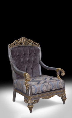 Elegant Classic r Armchair with Decorative n Patterns in Chesterfield Design