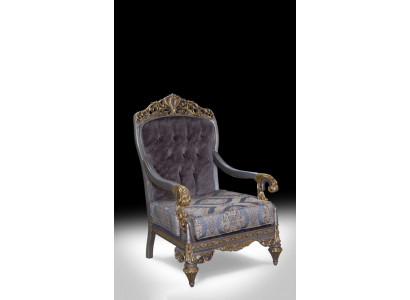 Elegant Classic r Armchair with Decorative n Patterns in Chesterfield Design