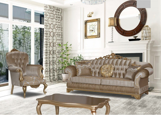 Classic r Armchair with beige decor and Chesterfield design for the living room