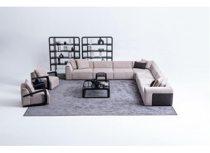 Luxury sofa set Seating group Living landscape L-shape Sofa Armchair Textile new