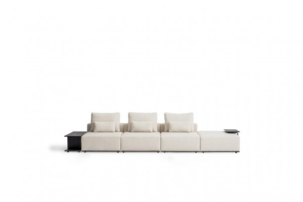 White five-seater textile sofa Living room furniture Upholstered sofa Relax seater sofa