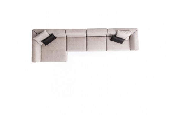 Beige L-shaped Corner sofa Living room Couch Textile Desginer Moderne