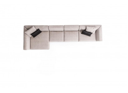 Beige L-shaped Corner sofa Living room Couch Textile Desginer Moderne