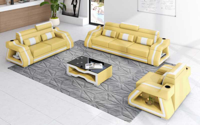 Leather sofas Complete e couch set sofa set sofa 3-piece sofas yellow