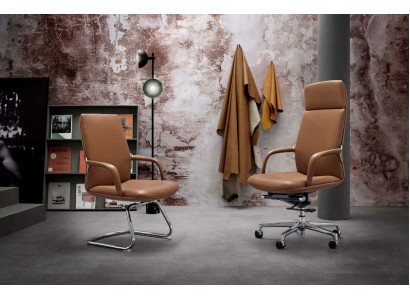 Executive Chair Armchair Swivel Computer Chairs Seat Furniture Brown Leather Upholstery