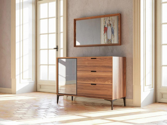 Modern Design Furniture Bedroom Brown Chest of drawers with Mirror Luxury