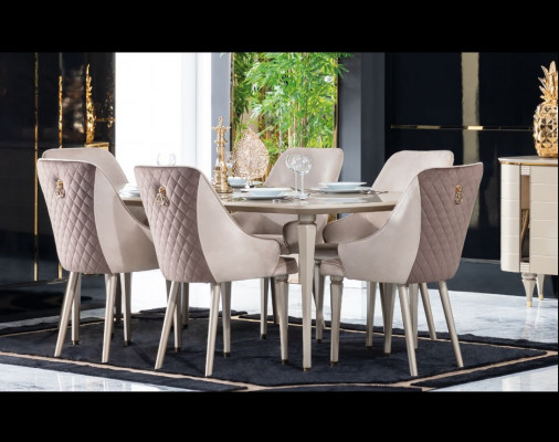 Kitchen Dining room Chairs 6x Chair Group Chairs Suite Wood Furniture Textile Fabric