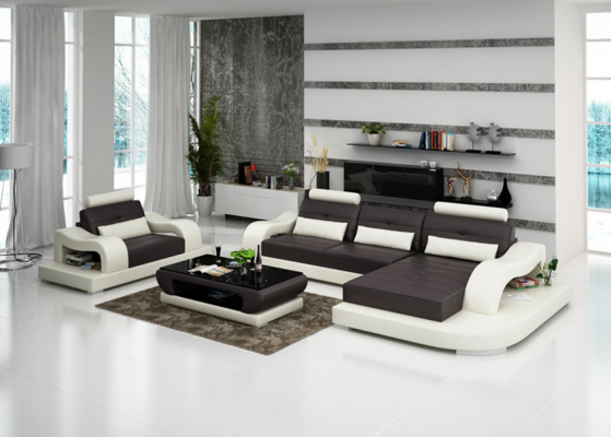 Living landscape Corner sofa L-shape Armchair Set Suite Leather Couch 2-piece.