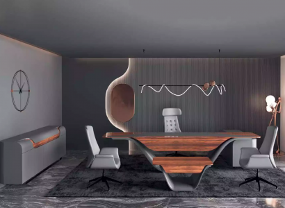 A luxurious set for a high-quality office in a futuristic style