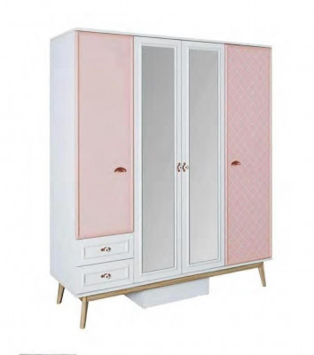 Wardrobe Modern Wood Wooden Cabinet Youth Room Shelf Wardrobe Girls Pink