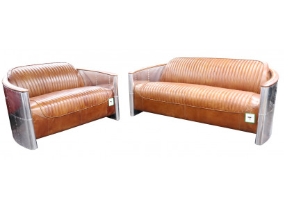 Luxury Vintage Aluminum Leather Sofa set Metal Furniture Couches Sofas Upholstery