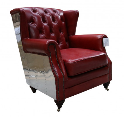 Wing chair Genuine leather Vintage Chesterfield Leather TV chair Leather chair new