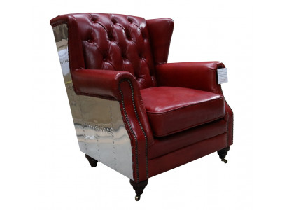 Wing chair Genuine leather Vintage Chesterfield Leather TV chair Leather chair new