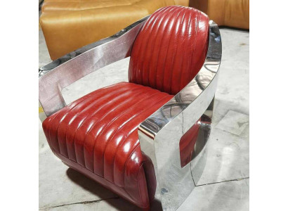 Aircraft Vintage Leather Chair Red Genuine leather Retro Armchair Design Club Chair