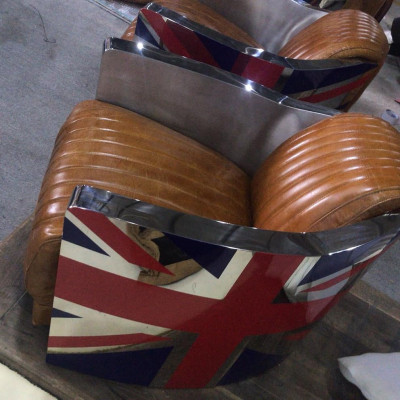 Genuine leather vintage leather chair design chair Rocket Union Jack Vintage Cigar