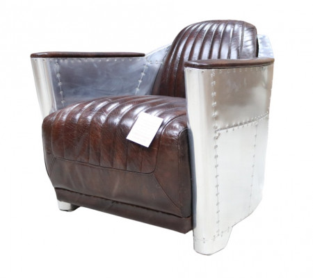 Genuine leather design vintage chrome chair design armchair aircraft aviator leather